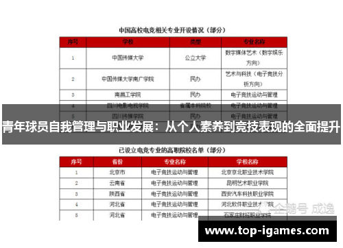 青年球员自我管理与职业发展：从个人素养到竞技表现的全面提升